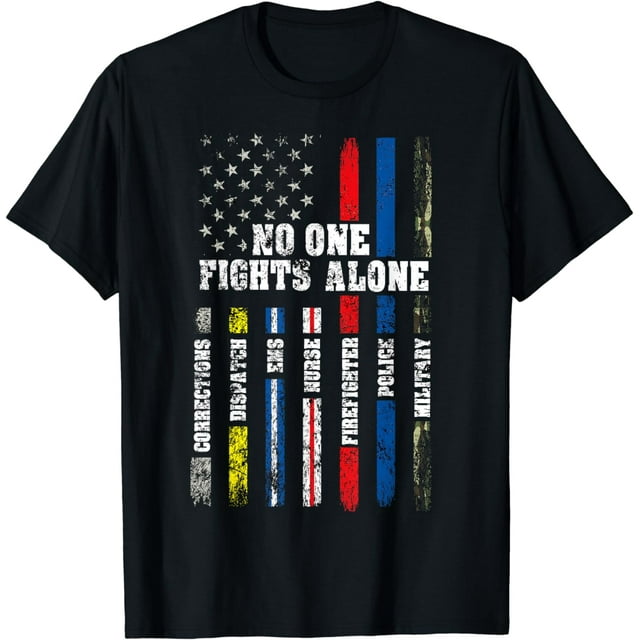 AMERICAN Flag Thin Line Police Fire Military Nurse Responder T-Shirt ...