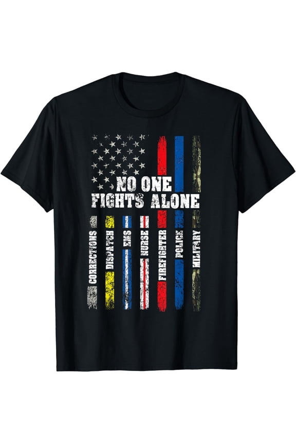 AMERICAN Flag Thin Line Police Fire Military Nurse Responder T-Shirt