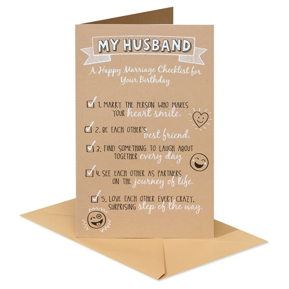 American Greetings Birthday Card for Husband (Happy Marriage Checklist)