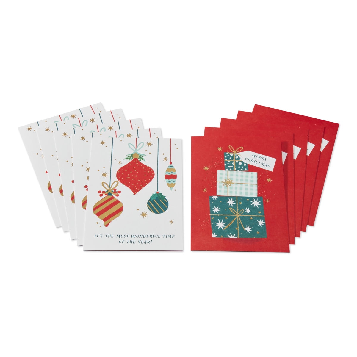 American Greetings Christmas Card Bundle, Present and Ornament Design (2-Designs, 10-Count)