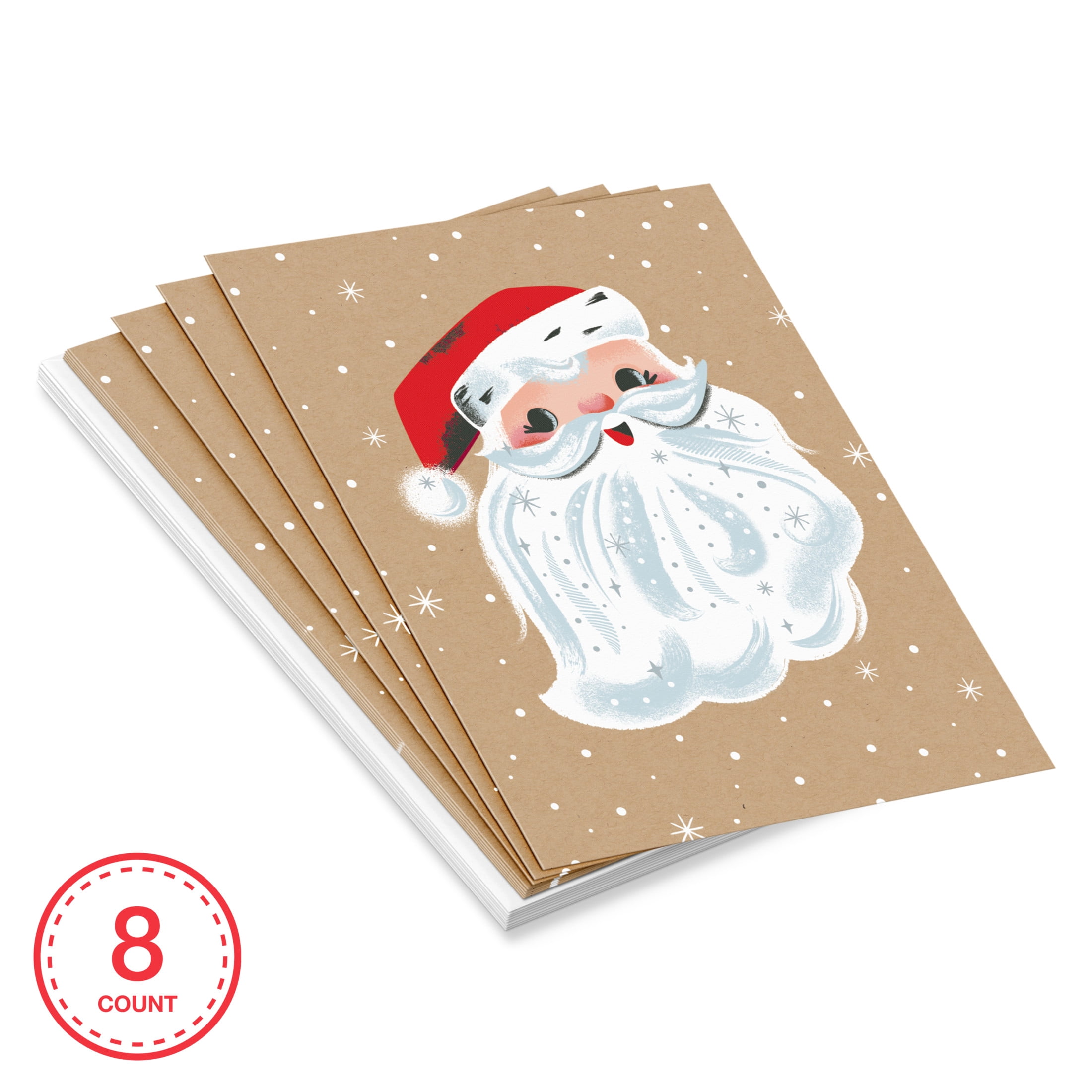 American Greetings 8-Count Blank Christmas Card Pack, Vintage Santa Design
