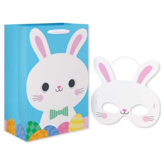 American Greetings Easter Bunny Gift Bag with Removable Bunny Mask, Cute Easter Bunny (1 Bag)