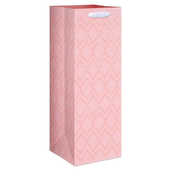 American Greetings 14" Pink Beverage Gift Bag for Her, Diamond Pattern (1-Count)