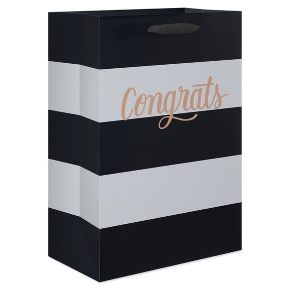 American Greetings 10 in. Medium Graduation Gift Bag, Congrats Stripes (1 Bag)