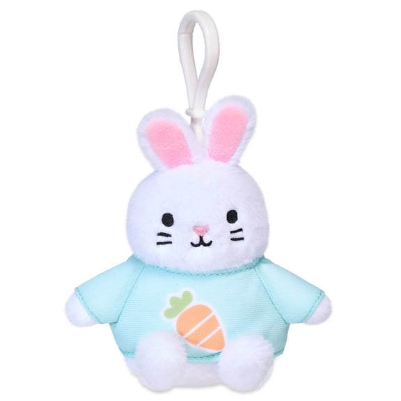 American Greetings 3.5 in. Easter Plush Bunny Backpack Clip with Carrot Shirt (1-Count)