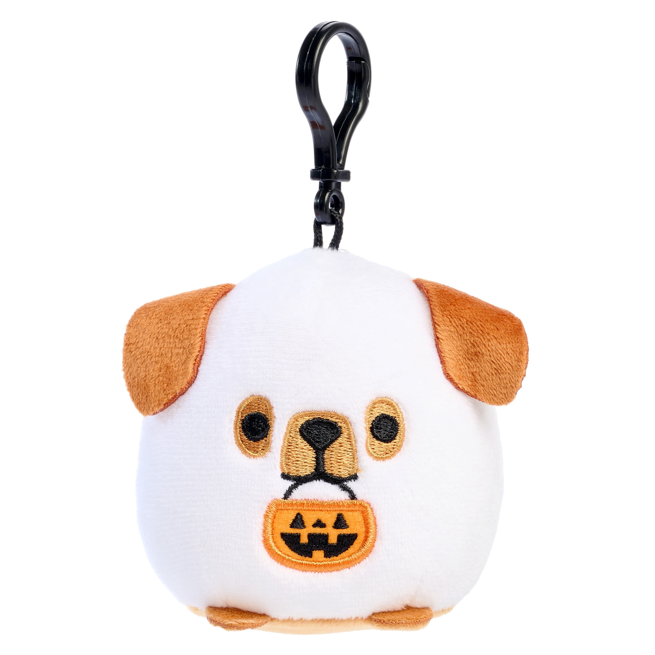 American Greetings Halloween Plush Keychain, Ghost Puppy with Jack-O'-Lantern