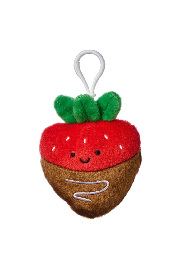 6 in. Valentine's Day Plush Strawberry Backpack Clip for Kids (1-Count)