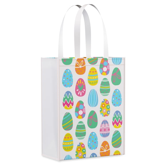 American Greetings 10 in. Easter Themed Reusable Tote Bag, Colorful Eggs (1 Bag)