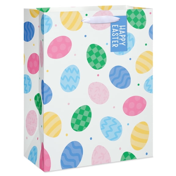 American Greetings 12.75 in. Large Easter Egg Gift Bag with Tag, Colorful Eggs (1 Bag)