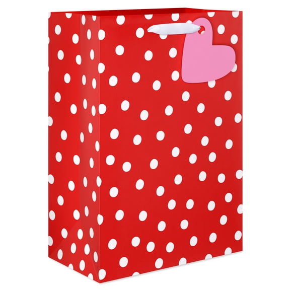American Greetings 10 in. Valentine's Day Medium Gift Bag with Heart Tag, Polka Dots (1-Count)