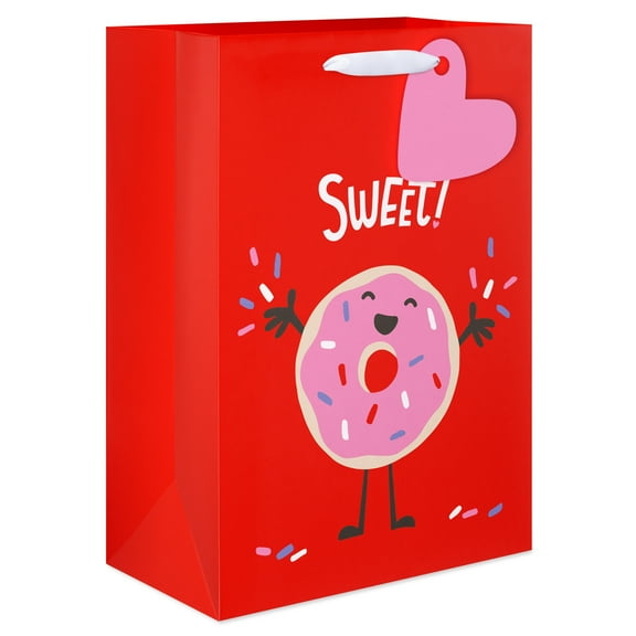 American Greetings 10 in. Valentine's Day Medium Gift Bag with Heart Tag, Donut Design (1-Count)