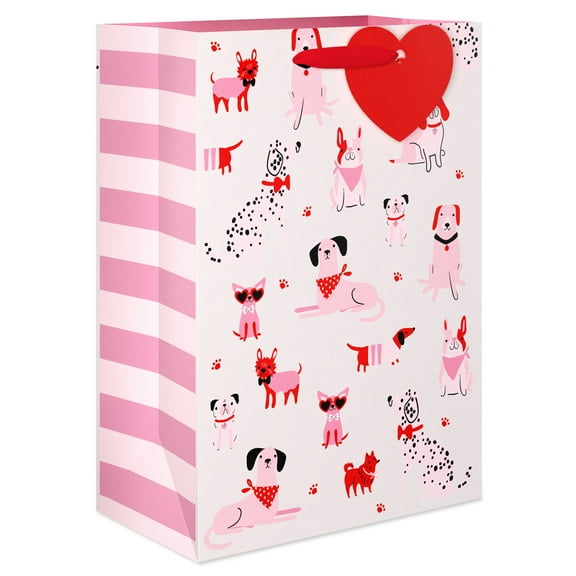 American Greetings 10 in. Valentine's Day Gift Bag with Heart Tag, Heartfelt Canine Design (1-Count)