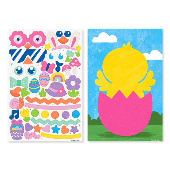 American Greetings Repositionable Easter Stickers for Kids, Create-A-Character Easter Chick (1 Sheet, 48 Stickers)