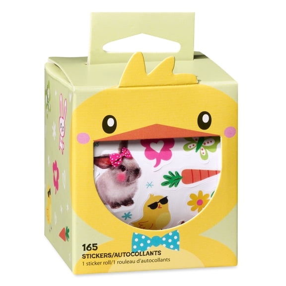 American Greetings Easter Mini Sticker Roll, Cute Animals (1 Roll, 165 Stickers)