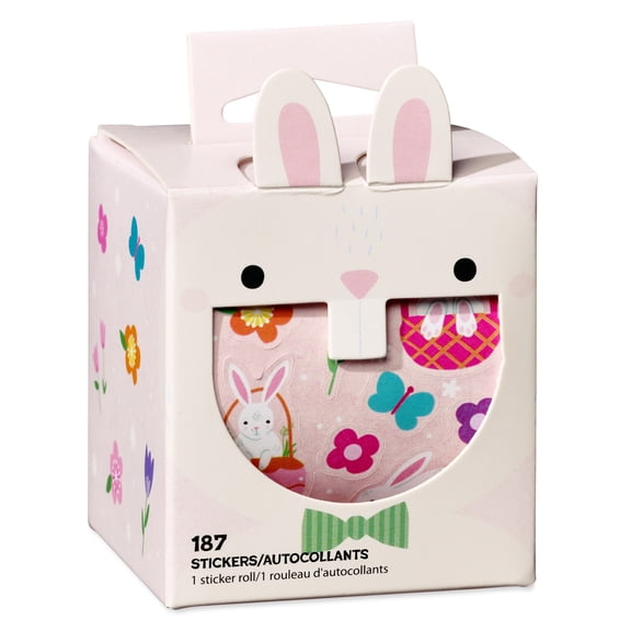 American Greetings Easter Mini Sticker Roll, Pink Bunny (1 Roll, 187 Stickers)