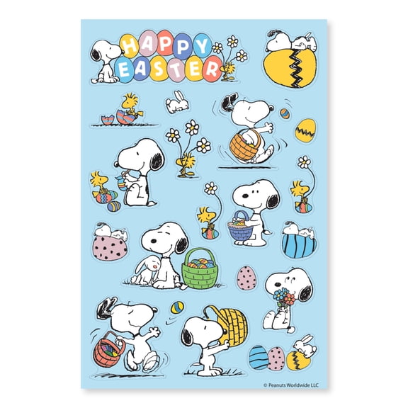 American Greetings Peanuts Easter Sticker for Kids, Snoopy Designs (2 Sheets, 42 Stickers)