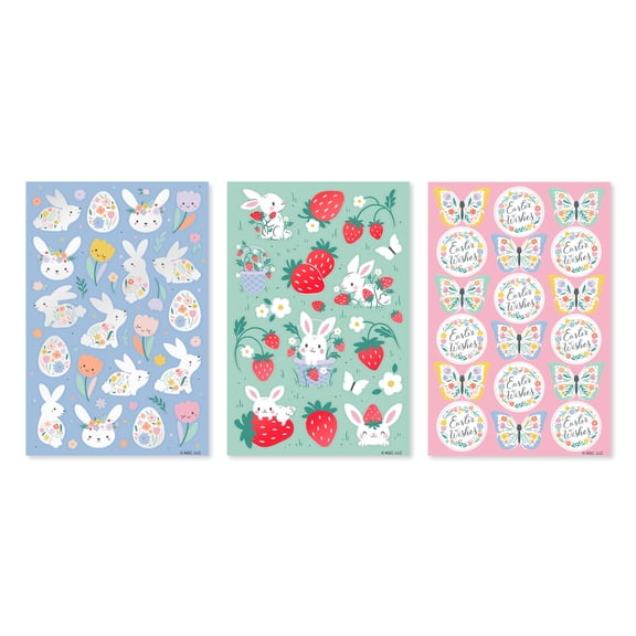 American Greetings Easter Sticker Variety Pack for Kids, Bunnies and Eggs (9-Sheets, 222- Stickers)