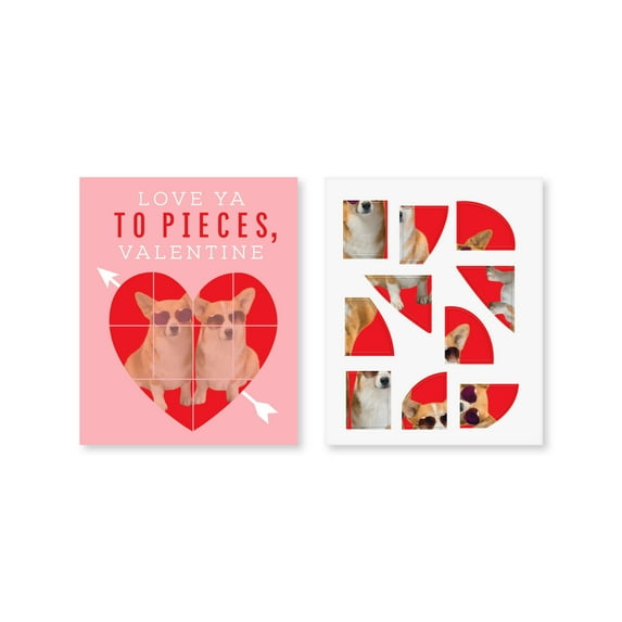 American Greetings Valentine's Day Classroom Sticker Exchange Cards for Kids, Puzzle Dog (14-count)