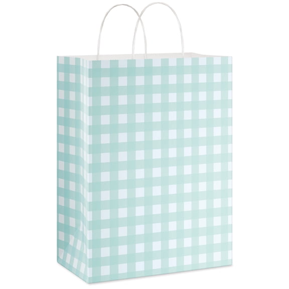 American Greetings 13 in. Large Easter Gift Bag, Mint Checkerboard (1 Bag)