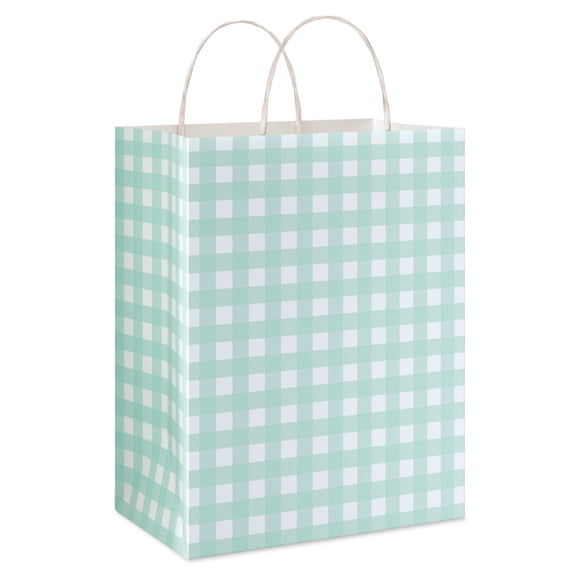 American Greetings 10 in. Easter Gift Bag, Spring Mint Gingham (1 Bag)