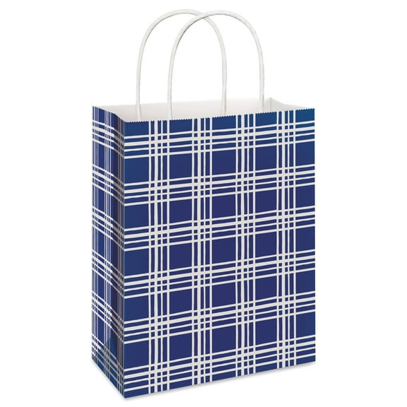 American Greetings All Occasion 13" Large Blue Plaid Gift Bag (1-Count)