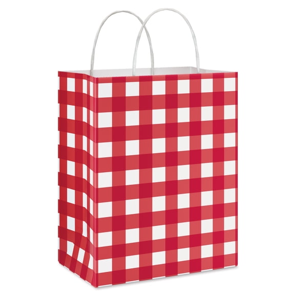 American Greetings 9.75 in. Medium Valentine's Day Gift Bag, Classic Red and White Checkered, (1-Count)