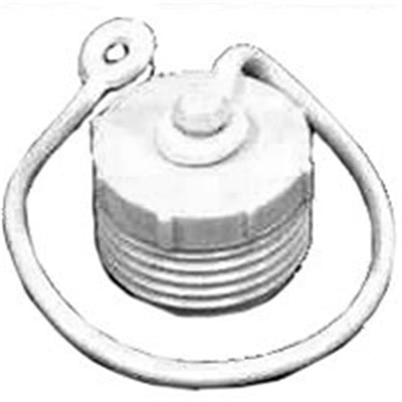 AMERICAN HARDWARE RV460C Hose Plug with Lanyard, Male, Plastic, White
