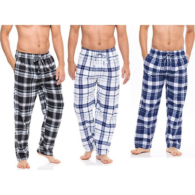 AMERICAN HEAVEN Men's 3 Pack 100 Cotton Flannel Lounge Pajama Sleep