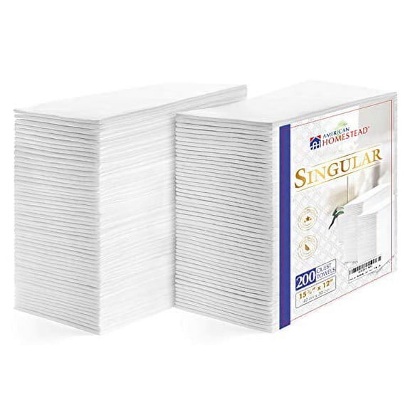 AMERICAN HOMESTEAD Disposable Hand Towels for Bathroom-Paper Guest Napkins-15.5"x12" White Linen-Like Bulk Multifold Wipes-Hygienic Solution For Wedding Reception, Dinner Party (Pack of 100, Quilted)