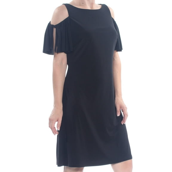 AMERICAN LIVING $69 Womens New 1011 Black Cold Shoulder Fit + Flare Dress 6 B+B