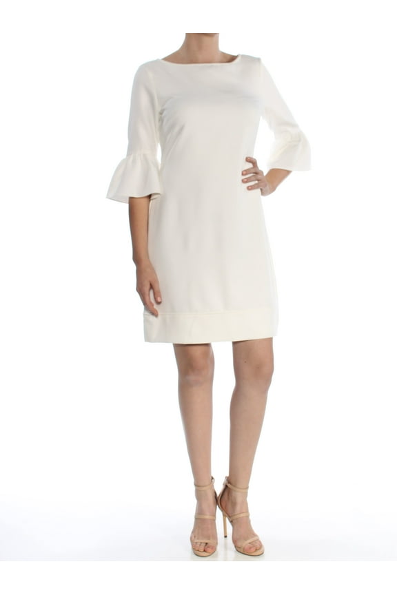 $79 Womens New 1041 Ivory Boat Neck Mini Formal Dress 8 B+B