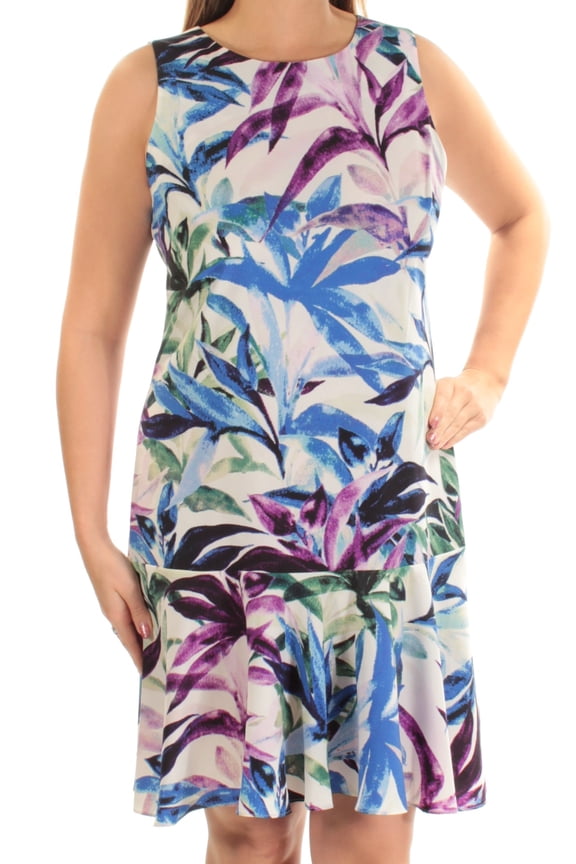 $79 Womens New 1145 Blue Floral Drop Waist Dress 18 B+B