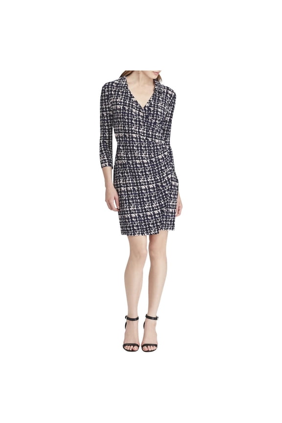 Womens Houndstooth Surplice Wear to Work Dress