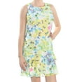 thumbnail image 1 of AMERICAN LIVING Womens Yellow Floral Sleeveless Jewel Neck Above The Knee Fit + Flare Dress  Size: 10, 1 of 2
