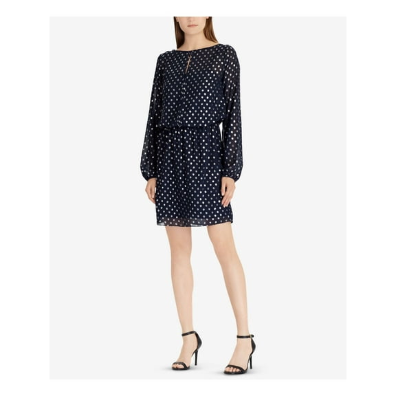 AMERICAN LIVING $89 Womens New 1066 Navy Metallic Dot Print Dress 16 B+B