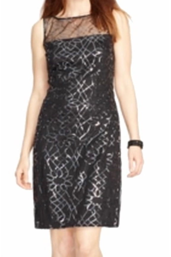 $99 Womens New 1041 Navy Sequined Sleeveless Dress 10 B+B