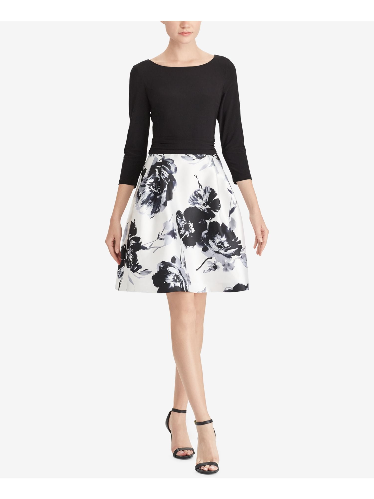 AMERICAN LIVING $99 Womens New Black Floral 3/4 Sleeve Fit + Flare Dress 16  B+B - Walmart.com