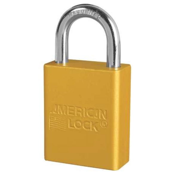 AMERICAN LOCK A1105KAS12YLW Lockout Padlock,KA,Yellow,1-7/8"H,PK12