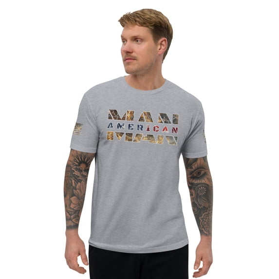 AMERICAN MAN Fitted T-shirt (Heather Grey, XS)