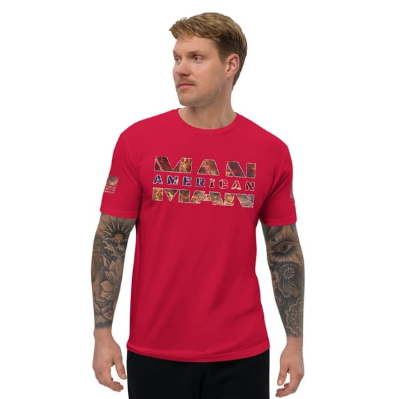 AMERICAN MAN Fitted T-shirt (Red, 2XL)