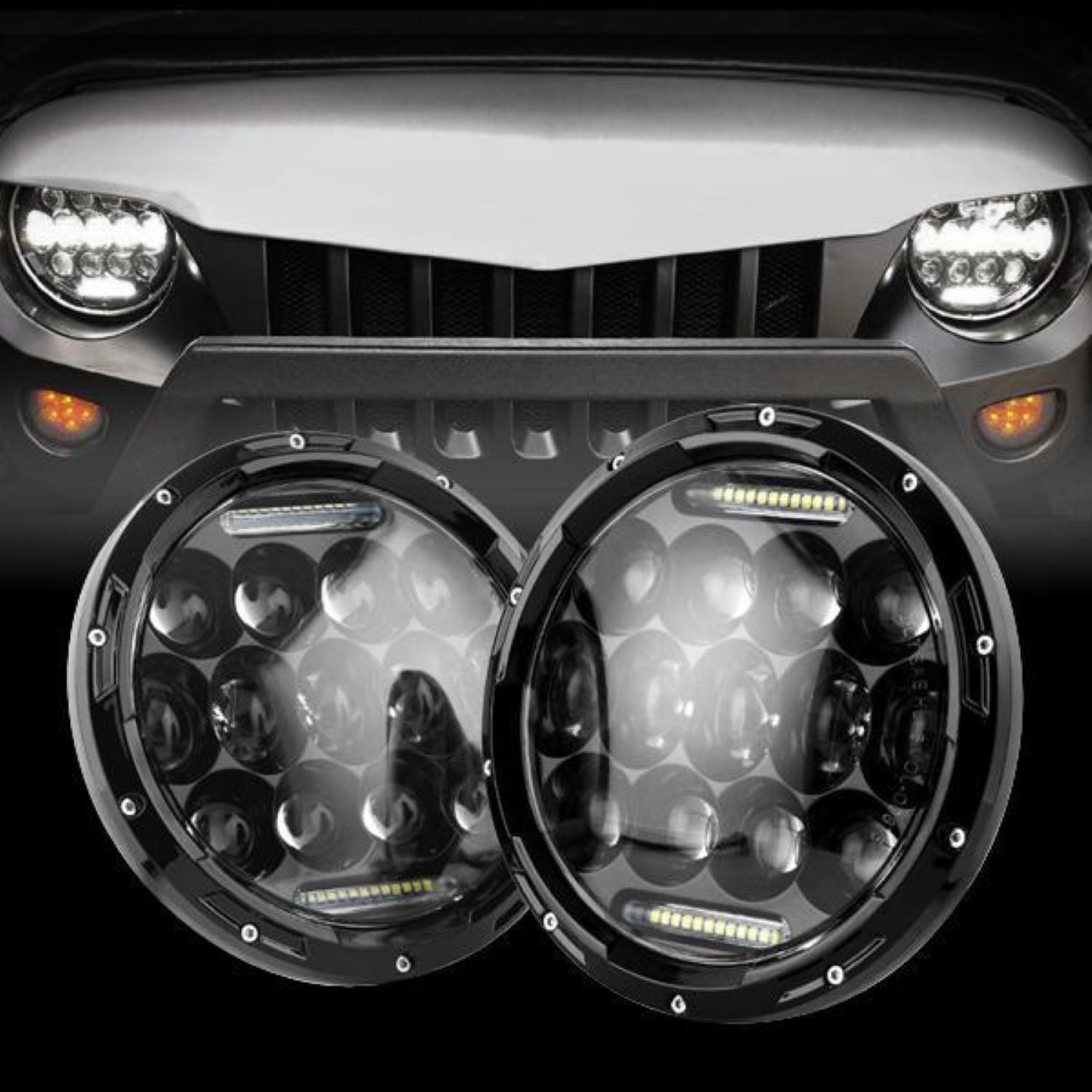 AMERICAN MODIFIED 7" Honeycomb Style LED Headlights for 97-18 Jeep Wrangler TJ JK