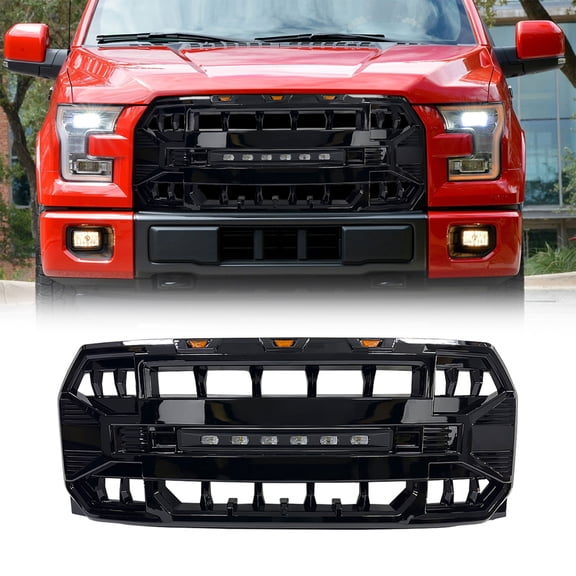 AMERICAN MODIFIED Armor Front Grille for 2015-2017 Ford F150, Glossy Black