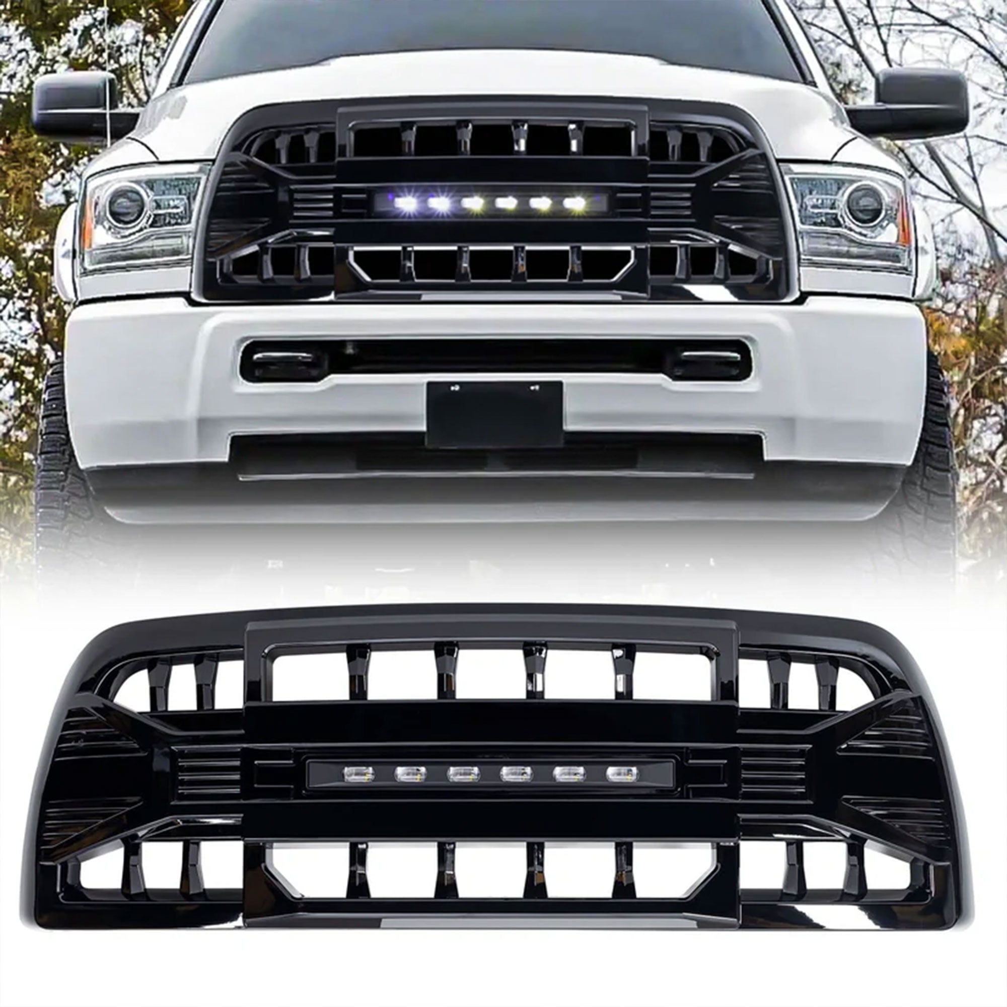 AMERICAN MODIFIED Armor Grille for 13-18 Dodge Ram 2500/3500, Glossy Black