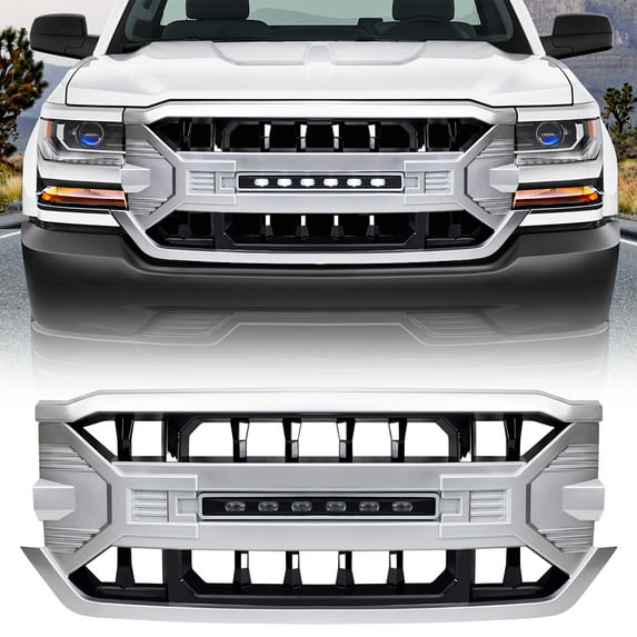 AMERICAN MODIFIED Armor Grille for 16-19 Chevrolet Silverado 1500, Silver