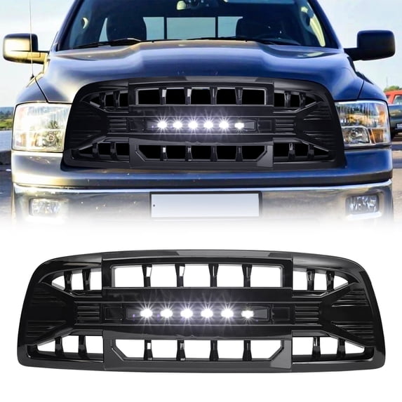 AMERICAN MODIFIED Armor Grille for 2009-2012 Dodge Ram 1500, Glossy Black