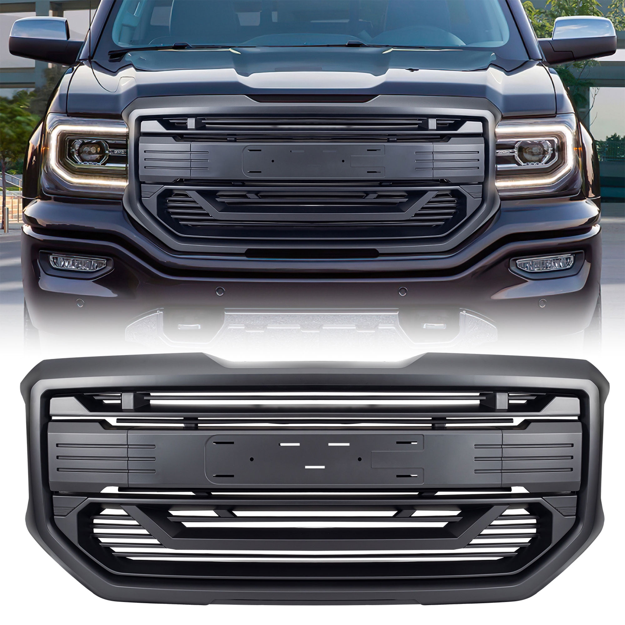 AMERICAN MODIFIED Armor Grille for 2016-2018 GMC Sierra 1500, Matte Black