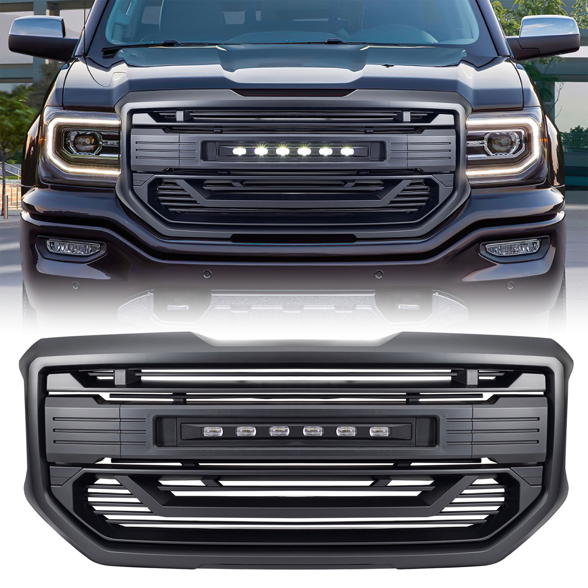 AMERICAN MODIFIED Armor Grille for 2016-2018 GMC Sierra 1500, Matte Black