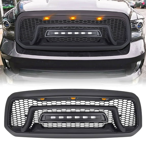 AMERICAN MODIFIED Armor Grille w/Off Road Lights for 13-18 Dodge Ram 1500