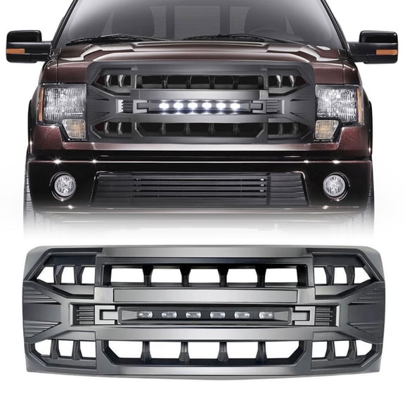 AMERICAN MODIFIED Armor Grille w/Off Road Lights for 2009-2014 Ford F150