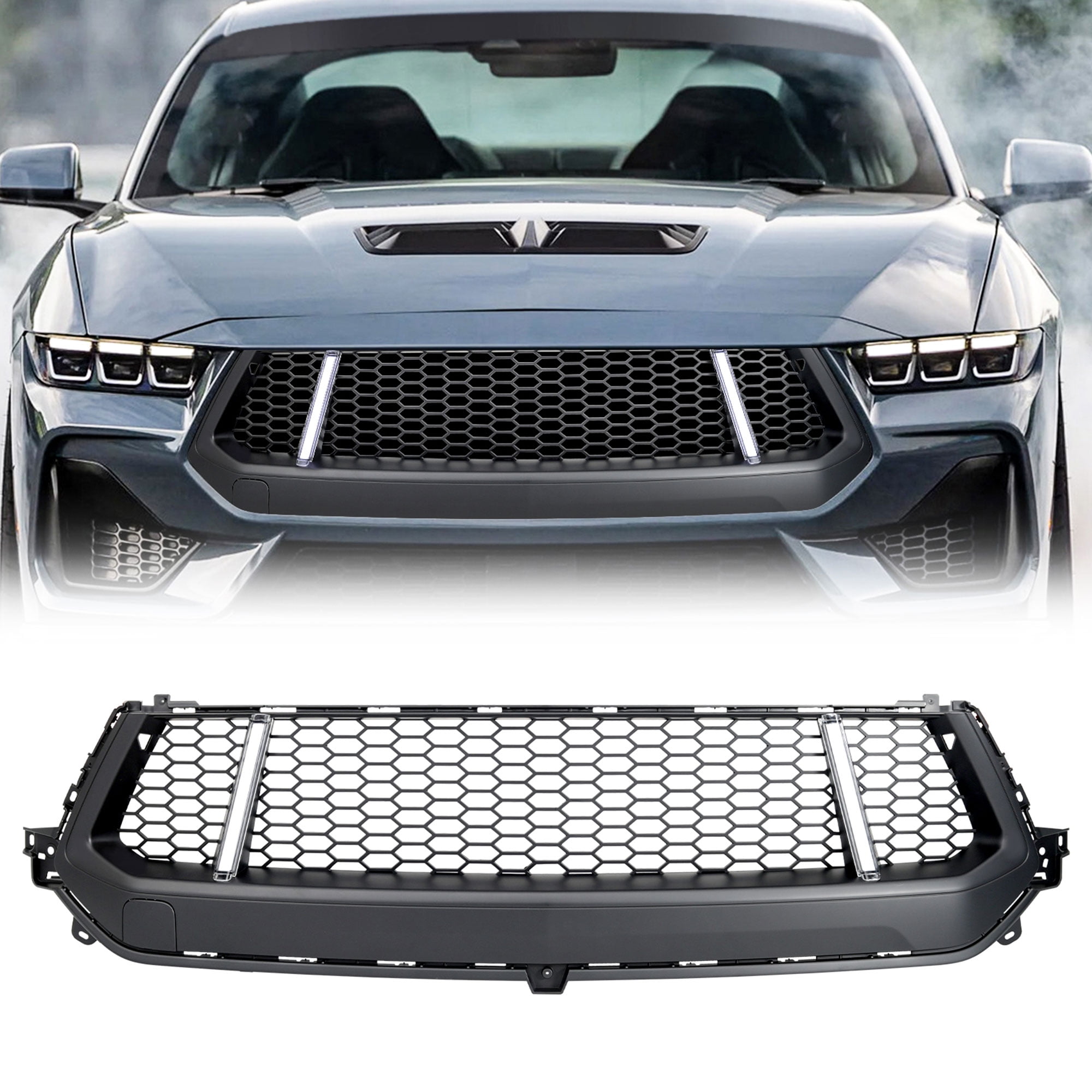 AMERICAN MODIFIED Front Grille w/LED DRL for 2024+ Mustang EcoBoost & GT